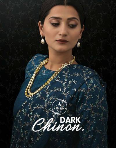 Dark Chinon By Ashima Designer Partywear Saree Collection